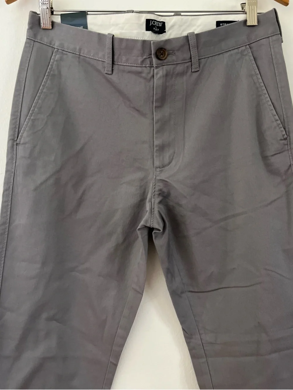 NWT J Crew Flex Pants Straight Leg Flat Front Chinos Gray Straight Mens 31Wx32L